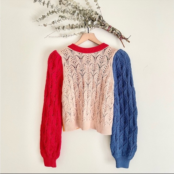 Alice + Olivia CARDIGAN SWEATER KITTY PUFF SLEEVE MULTICOLORED SMALL NWT - Picture 13 of 16